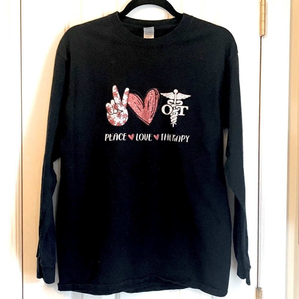 😎 2 for $17 😎Long Sleeve Occupational Therapy Shirt: Peace, Love, & Therapy